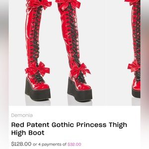 NIB! Demonia Red Patent Gothic Princess Thigh High Boots
